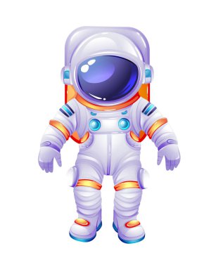 Beyaz arka planda izole edilmiş kozmik astronot. Vektör illüstrasyonu