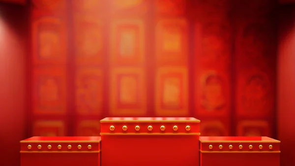 Pedestal Product Showcase Room Chinese Pattern Wall Imagens De Bancos De Imagens