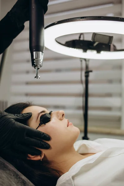 Laser Removal Permanent Make Face Eyebrow Young Woman Salon —  Fotos de Stock
