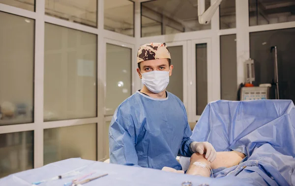 stock image doctor in the operating room for surgical venous vascular surgery clinic.