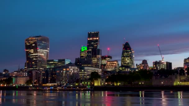Night Day Timelapse Financial District Skyline 2016 Concept London Landmarks — Αρχείο Βίντεο