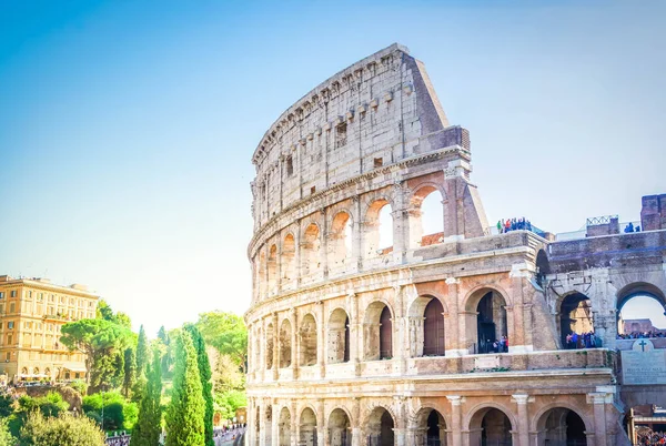 Parede Ruínas Famoso Coliseu Roma Itália — Fotografia de Stock