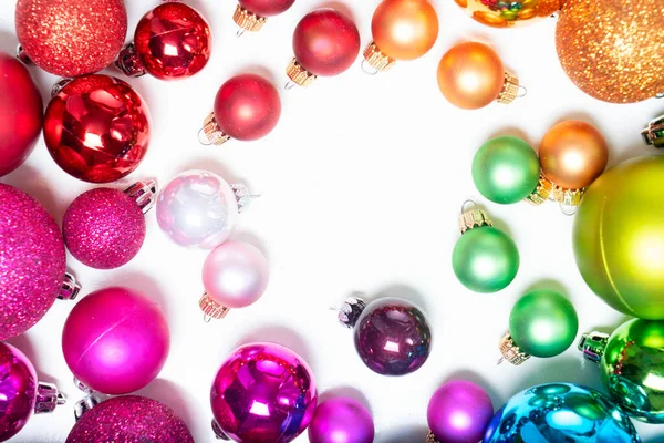 Estilo Vida Navidad Colorido Marco Decoraciones Navidad Arco Iris Multicolor — Foto de Stock