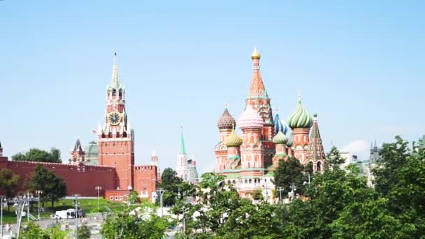 莫斯科与克里姆林宫的城市景观 莫斯科最具标志性的标志 — 图库视频影像