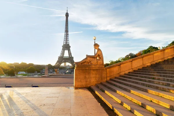 Eiffelturm Aus Den Gärten Des Trocaderomit Treppe Paris France — Stockfoto