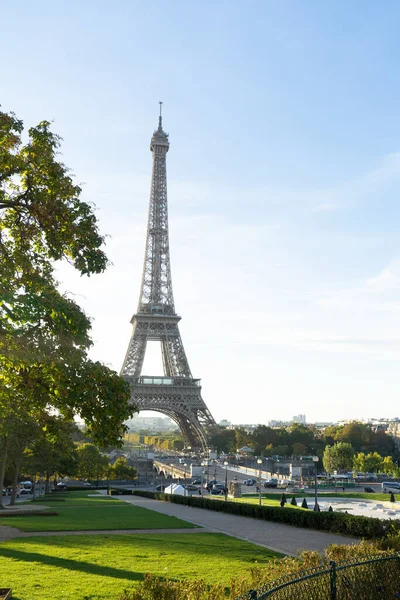 Uitzicht Eiffeltoren Landmark Van Trocadero Bij Zonsopgang Paris Frankrijk — Stockfoto