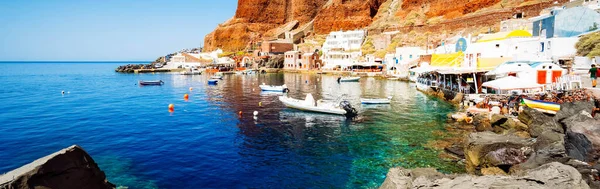 Amoudi Bay Puerto Oia Santorini Grecia Verano Tonificado —  Fotos de Stock