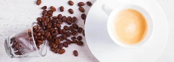 Kávészünet Koncepció Egy Csésze Eszpresszó Kávébab — Stock Fotó