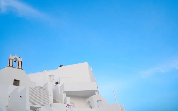 Традиційне Грецьке Село Санторіні Білі Стіни Проти Блакитного Неба — стокове фото