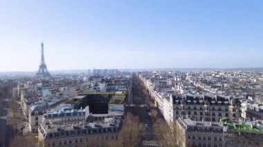 Paris 'in 360 derecelik manzarası Eyfel kulesi ve şehri, Paris Fransa