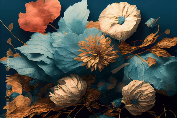 VIntage floral background, tender spring illustration with flowers