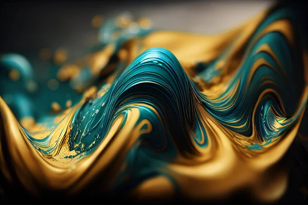 Colorful vintage paint background, teal and golden swirls, web header