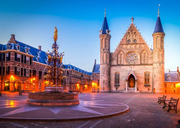 Riderzaal Binnenhof Parlamentat Holandês Noite Haia Holanda Tonificado — Fotografia de Stock
