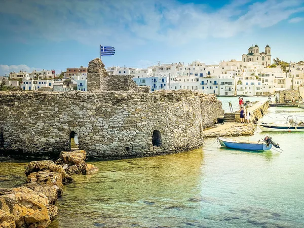 Naoussa Vesnice Starou Pevností Ostrov Grecce Tónovaný — Stock fotografie