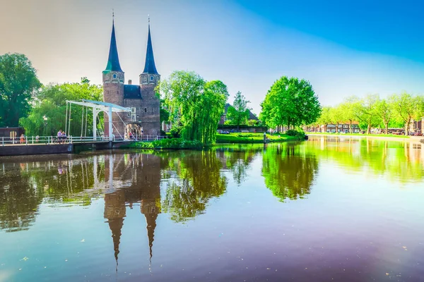Oosrpoort Iconische Historische Poort Delft Zomer Nederland Toned — Stockfoto