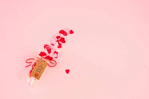 День Святого Валентина Святковий Фон Рожевими Серцями Конверті Любов Нотатки — стокове фото