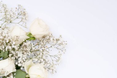 wedding or mothers day background, bouquet over white background