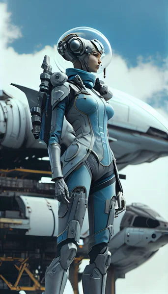 Rendering of beautiful woman in SciFi outfit or uniform Stock Photo by  ©MerryDesigns 326605158