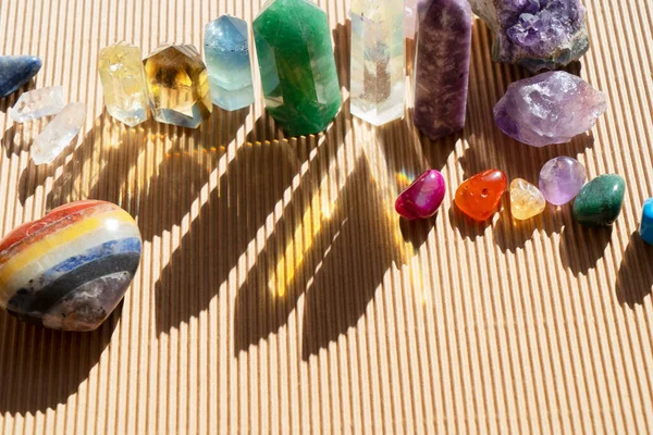 Gemstones Minerals Magic Healing Rock Reiki Crystal Ritual Witchcraft Spiritual — Stock Photo, Image