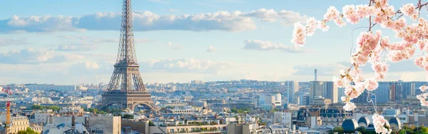 パリのランドマーク 有名なエッフェル塔とパリの屋根 パリフランス — ストック写真