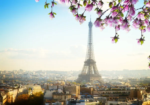Eiffeltour Parijs Stadsgezicht Zonnige Dag Frankrijk Retro Toned — Stockfoto
