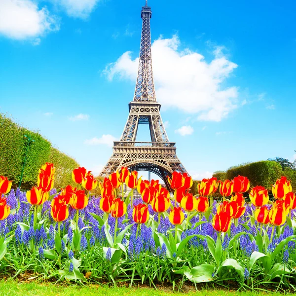 Eiffeltower Στην Ηλιόλουστη Άνοιξη Στο Παρίσι Γαλλία — Φωτογραφία Αρχείου