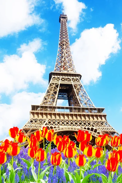 Eiffeltower Tavasz Párizs Franciaország — Stock Fotó