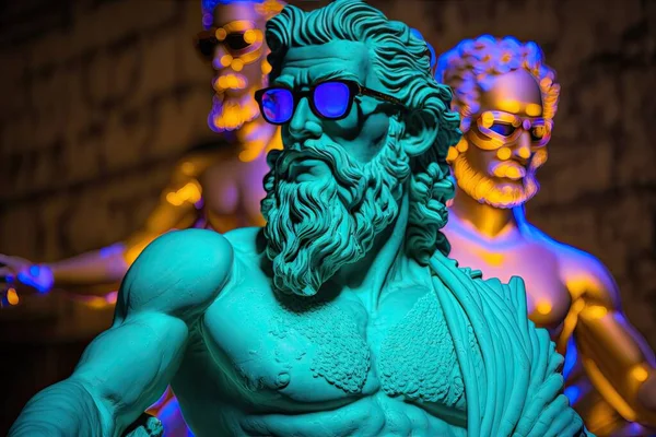 White marble statue of man in sunglasses, Created using generative AI tools