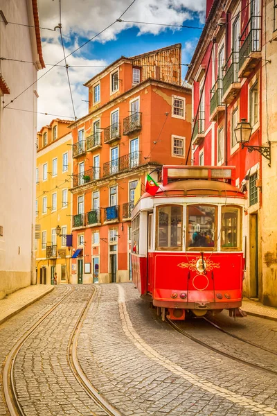 Tram Narrow Street Alfama Lisbon Portugal — Stock Photo, Image