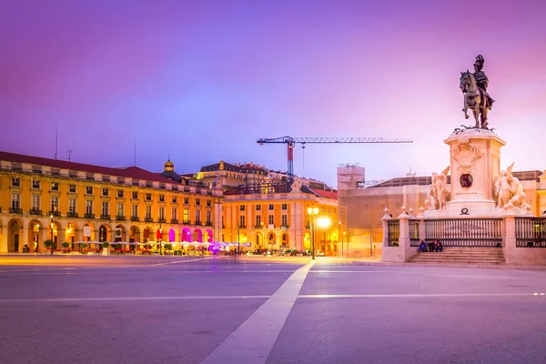 Торговая Площадь Praca Comercio Лиссабоне Ночью Португалия — стоковое фото