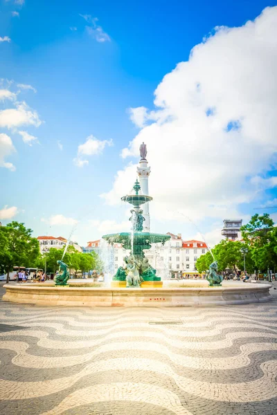 Площадь Россио Солнечный День Лиссабон Португалия — стоковое фото