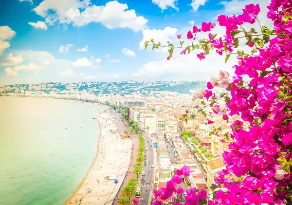 Город Ницца Пляжем Морем Кот Ивуар Франция Цветами — стоковое фото