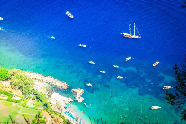Tyrrhenian Sea Waters Coast Aerial View Capri Island Italy — стоковое фото