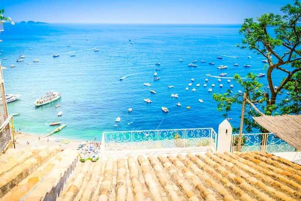 Amalfi Part Közelében Positano Híres Régi Olasz Resort Nyári Olaszország — Stock Fotó