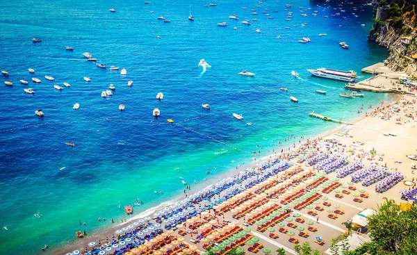 Plage Positano Haut Célèbre Ancienne Station Balnéaire Italienne Italie Tonique — Photo