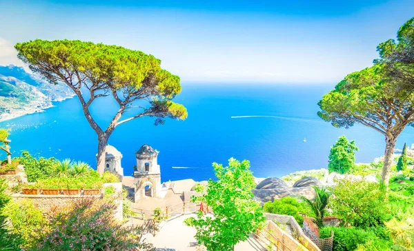 Belltower Ravello Village Sea View Amalfi Coast Italy Web Banner — Stock Photo, Image