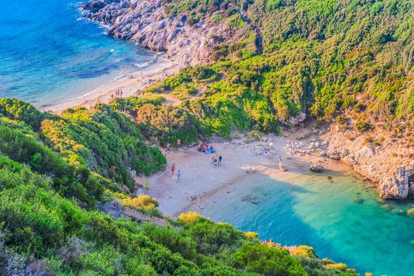 Timoni Strand Aus Nächster Nähe Und Ionisches Meer Auf Korfu — Stockfoto