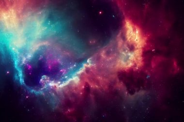 Gece gökyüzü bulutlar ve yıldızlarla, soyut suluboya dokular arka plan, illüstrasyon, ai aracı kullanılarak oluşturuldu