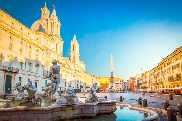 Nézd Híres Piazza Navona Róma Reggel Olaszország — Stock Fotó