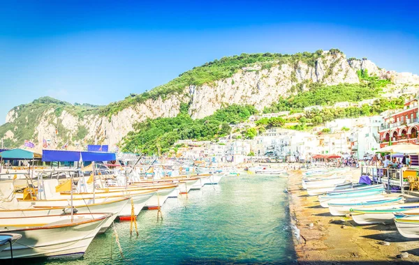 Marina Grande Terraplén Capri Isla Con Flores Italia — Foto de Stock