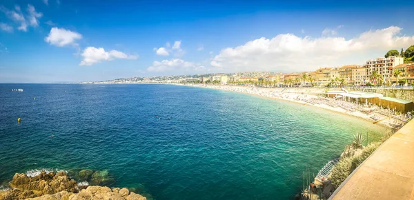 Набережная Ниццы Пляжем Морем Лазурный Берег Летом Франция — стоковое фото