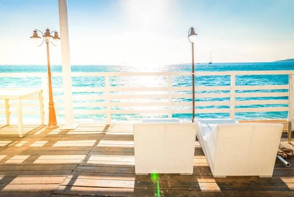 Meta Sorrento Tatil Plajında Sandalyeler Güney Talya — Stok fotoğraf