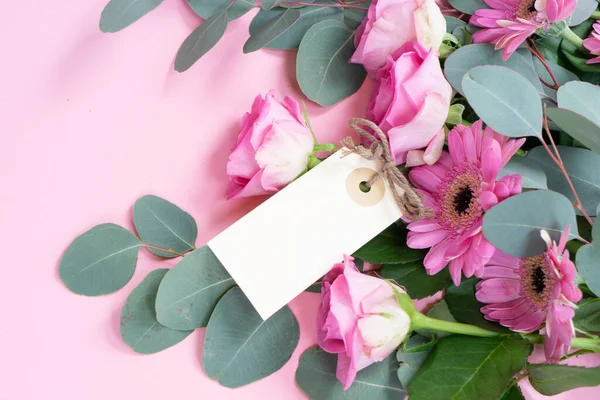 Mariage Fond Fête Des Mères Bouquet Roses Herberas Avec Des — Photo