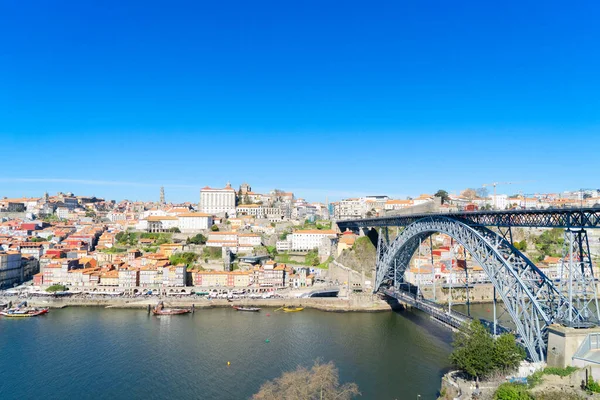 Picturesque Colorful View Old City Porto Brief Day Portugal Bridge — стокове фото