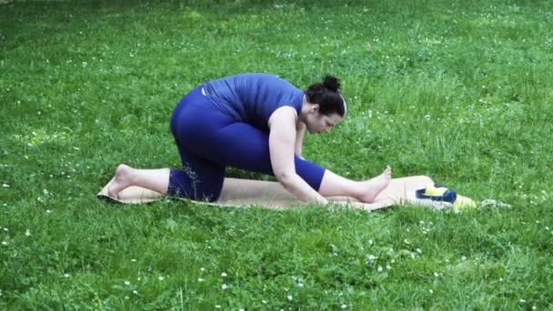 Woman Sports Exercise Weight Loss Fresh Air Happy Curvy 40S — Vídeo de Stock