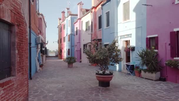 Casas Multicolores Isla Burano Venecia Italia — Vídeo de stock