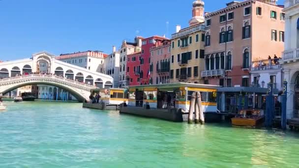 View Famouse Historical Rialto Bridge Venice Italy Toned Image — Stock Video