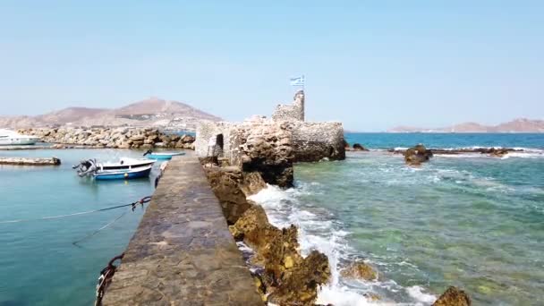 Pohled Starou Pevnost Staré Město Naoussa Ostrov Paros Řecko — Stock video