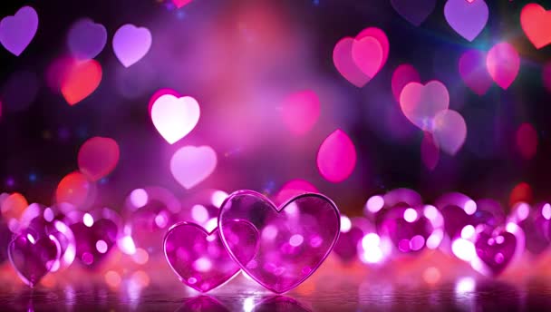 День Святого Валентина Серце Рожевих Кольорах Серцями — стокове відео