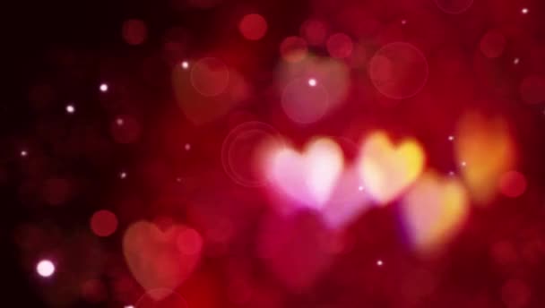 Fondo Del Día San Valentín Colores Rojo Brillante Con Corazones — Vídeo de stock